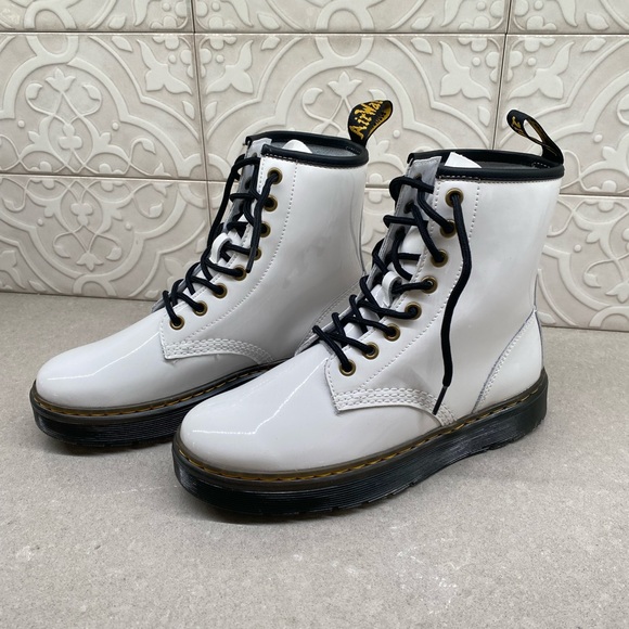 WOMEN'S DR. MARTENS ZAVALA COMBAT BOOTS - White Boots - Picture 1 of 6